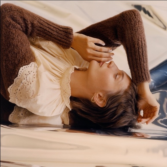 NWT Zara Contrasting Embroidered Sweater Brown S M - Picture 4 of 9